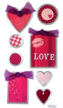 Metal Edge Love Tags Dimensional Scrapbook Stickers