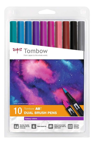 Tombow Abt-10c-3 Rotulador Doble Abt A Base Agua, 10 Colores