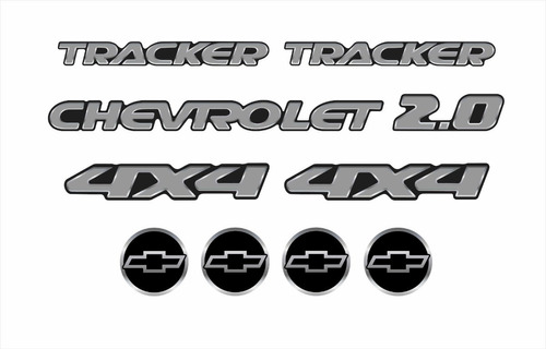 Kit Adesivo Tracker 2.0 4x4 + Centro De Rodas 55mm Resinado