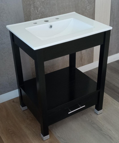 Imagen 4 de 6 de Vanitory 62cm De Ancho Color Lustre Wengue Con Cajon