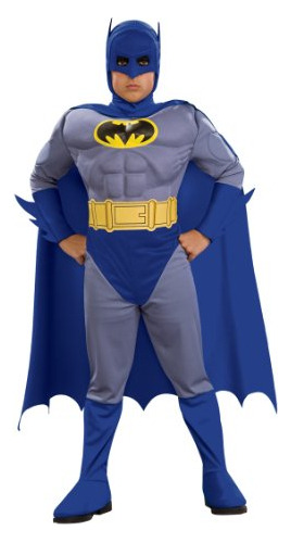 Traje De Batman Muscular Deluxe Rubie Niño Pecho, Medio, Azu