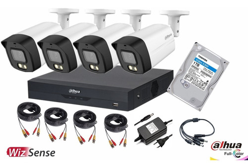 Cctv Kit Dahua Full Color  4 Cam 2mp Luz 40m C/mic C/1tb