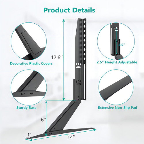 Wali Base Para Tv, Soporte Universal Para Tv De 23 A 42 Pulgadas Hasta 40 Kg, Altura Ajustable Soporte Para Tv Mesa De Pantalla Plana Lcd Led Oled, Soporte Vesa Max 400 X 300mm, Negro (tvs002)