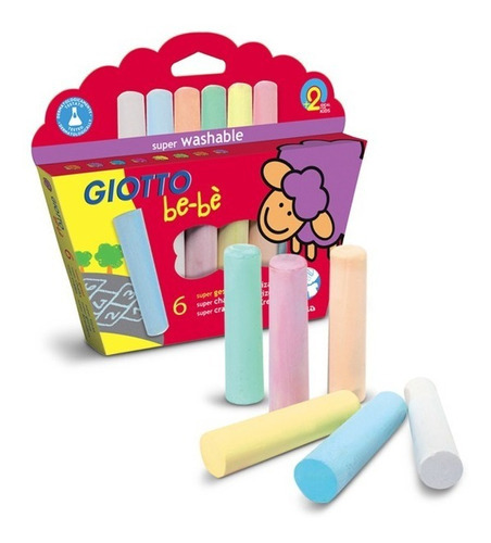 Super Tizas Lavables Giotto Be-be X6 Colores Pastel