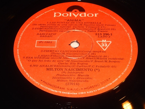 Milton Nascimento Anima Vinilo Año 1983 Argentina Impecable (Usado)