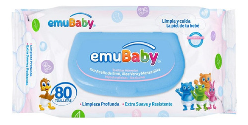 Toallas Húmedas Emubaby Premium Con Tapa Pack 2x80unid
