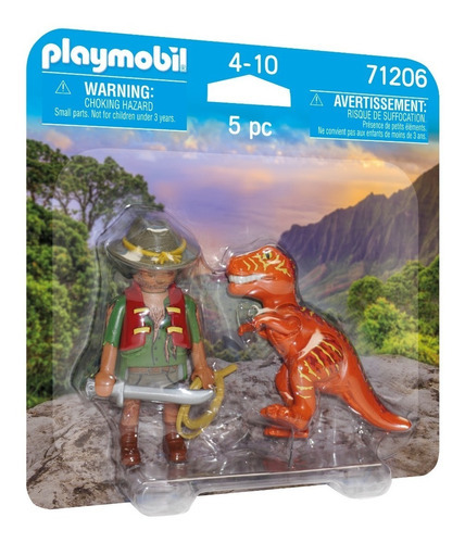 Playmobil Duopacks Aventurero Con T-rex 71206 Cantidad De Piezas 5