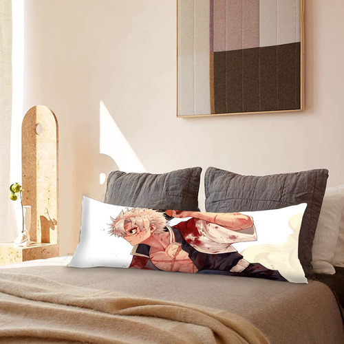 Cojin Almohada Larga Sanemi Sangre Fondo Blanco 45x110cm Diseño De La Tela Lisa