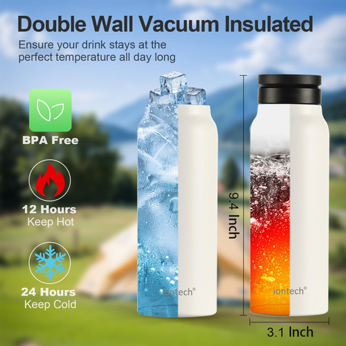 Botella De Agua Aislada Con Soporte Magnético Para Teléfono