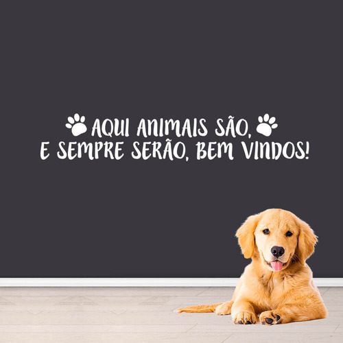 Adesivo Animais São Bem Vindos Pet Friendly Restaurante Top