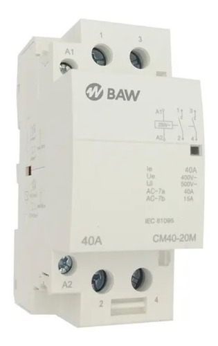 Contactor Modular Bipolar 2x40a 220vca 2 Modulos Din Baw.