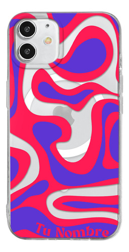 Funda Para iPhone Magsafe Tu Nombre Para Mujer Curvas Rojas