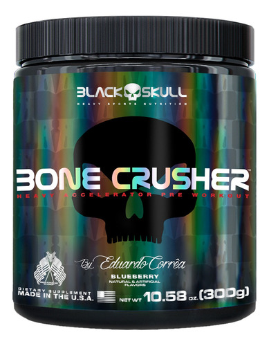 Suplemento em pó Black Skull  Eduardo Correa Bone Crusher beta alanina, cafeína, arginina Bone Crusher sabor  arando em pote de 300g