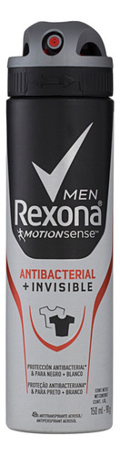 Antitranspirante em aerossol Rexona Antibacterial e Invisible Men Motionsense 150 ml