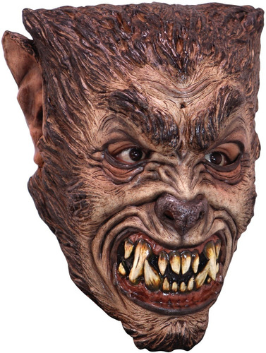 Máscara De Hombre Lobo Bestia Wolferdoom Disfraz Halloween Color Marrón