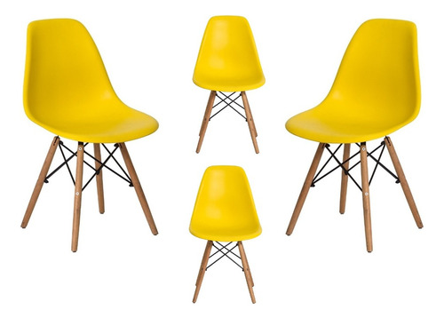 Kit 4 Cadeiras Charles Eames Eiffel Sala De Jantar Estrutura Da Cadeira Amarelo