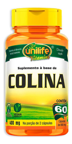 Colina Vitamina B8 Unilife 60 Cápsulas