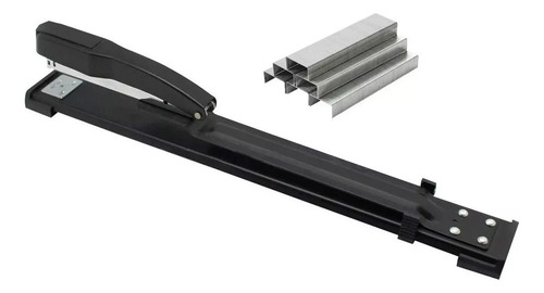Abrochadora Con 1.000 Broches Stendy De Brazo Largo Para Cuaderno Revistera Para Broches 24/6 26/6 Color Negro