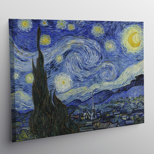 Cuadro La Noche Estrellada Van Gogh Abstracto Canvas 85 X 45