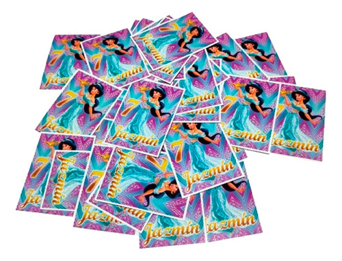 Stickers Cumple Princesa Jasmine Jazmin Personalizados X35u