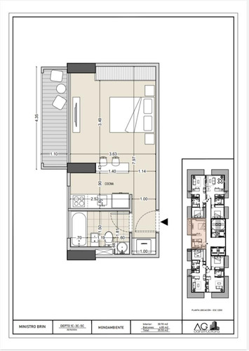 Venta Monoambiente 36m2, Torre Brin 2824, Lanús.