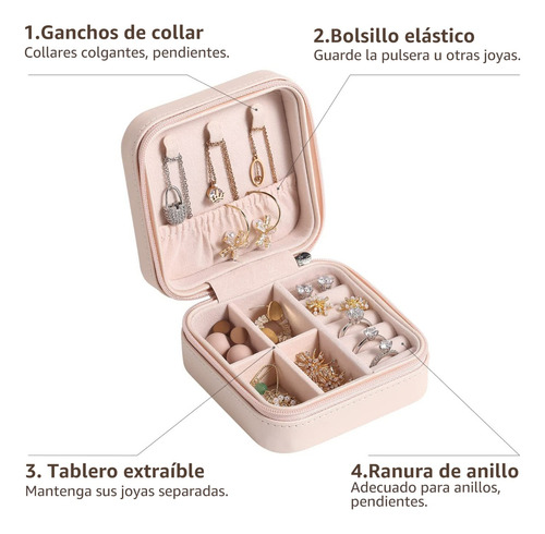 Imagen 6 de 7 de Joyero Caja De Joya Pequeño Y Portátil, Organizador De Viaje