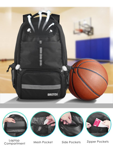 Mochila Para Basquet/voley Large Para Zapatos Y Pelota Negro