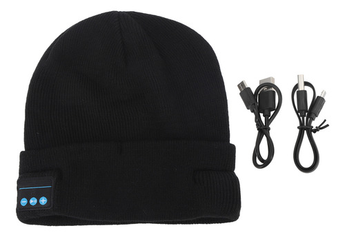 Gorro Music Beanie Hat Led Inalámbrico Negro De Punto Musica