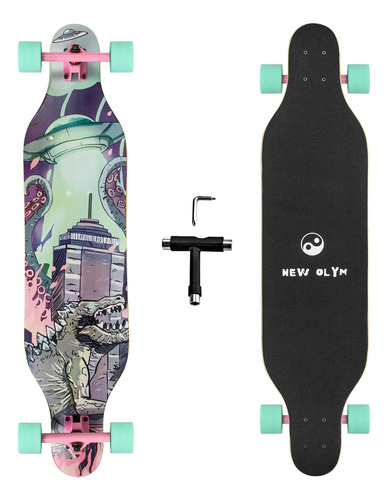 New Olym Longboard - Patineta De 41 Pulgadas, 8 Capas De Ar.