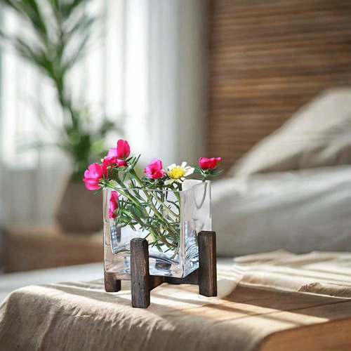 Flor Vase De Vidrio Craft Con Pieza Central De Elegancia