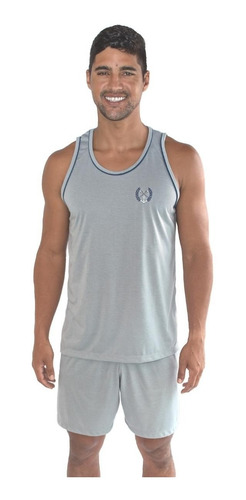 Imagem 3 de 5 de Pijama Adulto Roupa De Dormir Masculino Regata E Short Verão