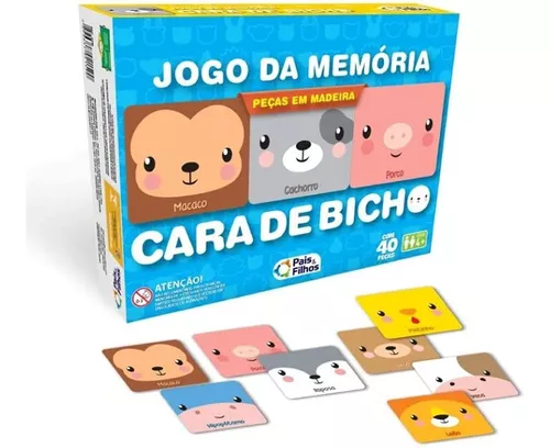 Jogo da Memória Animais 24 peças em MDF Brinquedo Educativo e Pedagógico  Jogo Memória para crianças Memória Bichos Jogo - GDkids Brinquedos  Educativos e Pedagógicos