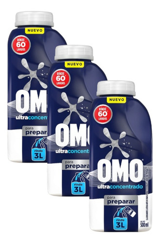 Detergente Omo Diluir Concentrado Pack X3 Rinde 60 Lavadas
