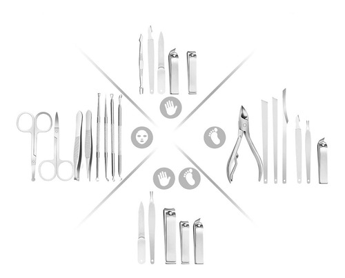 Imagen 4 de 9 de Kit 20pcs Instrumentos Profesional Para Manicure, Pedicure