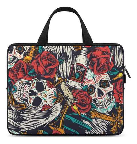 Calavera Azucar Flor Rosa Bolsa Delgada Para Computadora