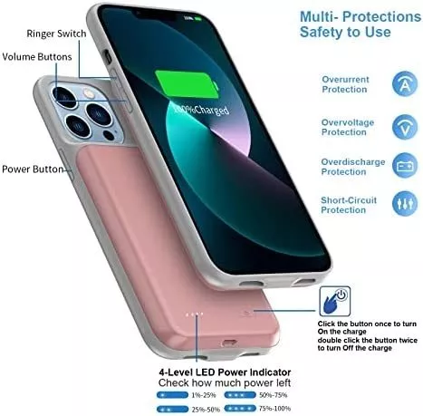 Funda de batería para iPhone 13 Pro Max, 8500mAh delgada, portátil,  recargable, funda de carga compatible con iPhone 13 Pro Max (6.7 pulgadas)  Funda