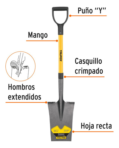 Pala Tru Glass Escarramán, Puño Y 41.5 Pulgadas Truper