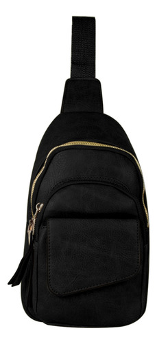 Bolso Para Dama Bandolera Pechera Casual Moda Juvenil Ly-122 Color Negro - Bk Lq-312