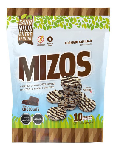 Galletas De Arroz Mizos Sabor Chocolate 120 G