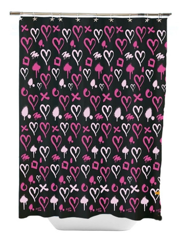 Imagen 2 de 4 de Cortina De Baño Plastica+protector+ganchos Amalfi