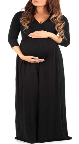  Vestido Maternal De Embarazada Cruzado En Busto  E028
