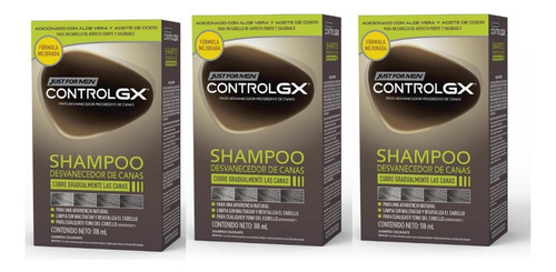  Pack X3just For Men Control Gx Shampoo Desvanecedor De Canas