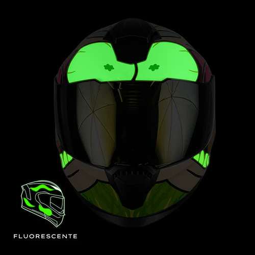 Casco Para Moto Abatible Rick Y Morty Verde Fluorescente Kov Verde Rick Y Morty Xl
