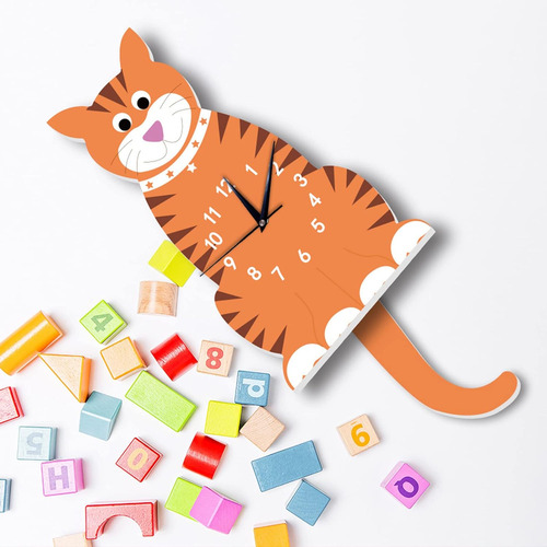 Reloj De Pared De Dibujos Animados Niños Péndulo Habi...