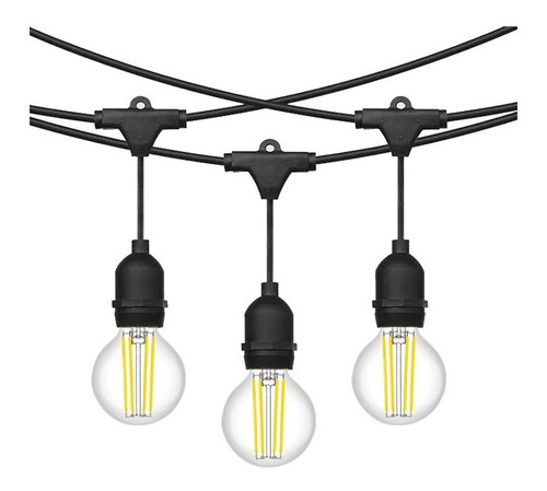 Imagen 3 de 10 de Guirnalda Vintage Luces Led Para Exterior 10 Mts 20 Focos