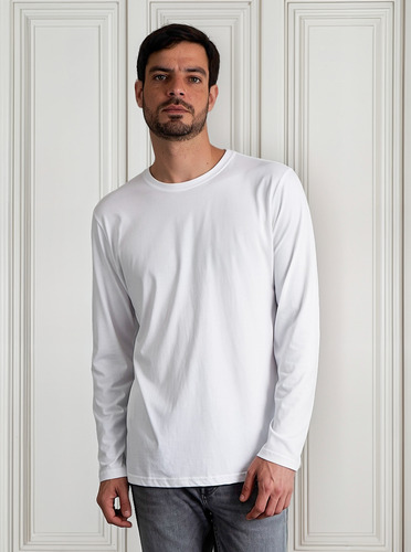 Polo 100% Algodón Pima Cuello Redondo Manga Larga