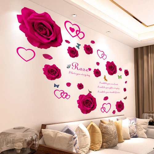 Hermosa Calcomanía De Pared, Calcomanías De Rosas Rojas