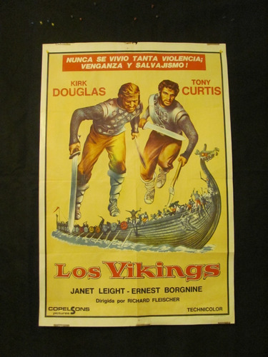 Afiche Antiguo  Kirk Douglas- Tony Curtis - Los Vikingos