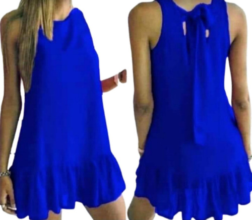 Vestido Con Volados Y Espalda Gota Con Lazo Modal Viscosa 