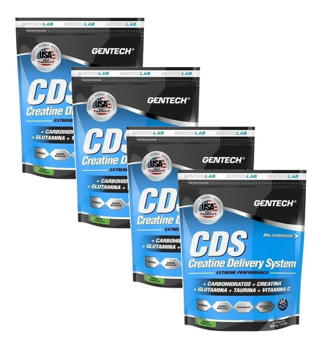 4 Cds 800 Grs Gentech Pre Entreno Creatina Sin Tacc